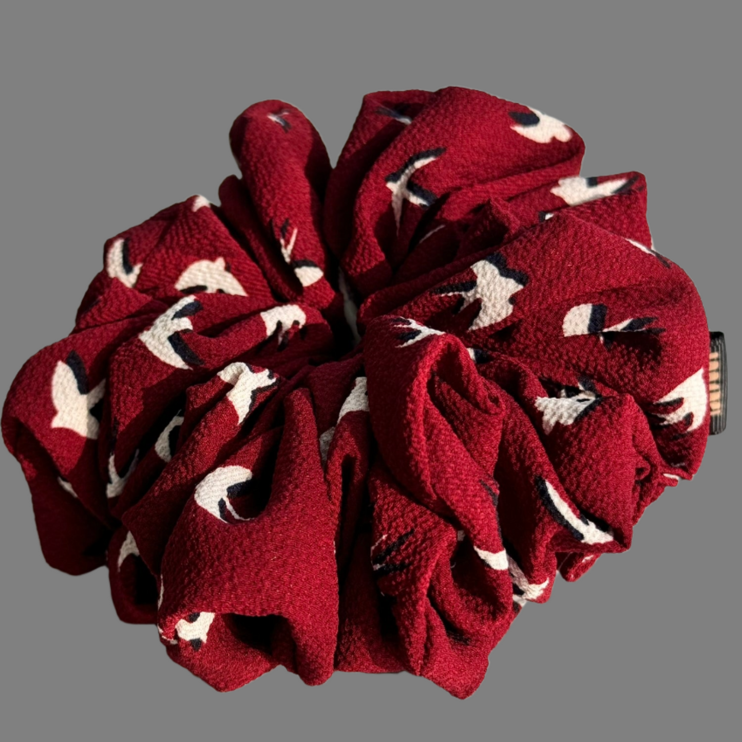 Burgundy Birdsong Ruffle Scrunchie