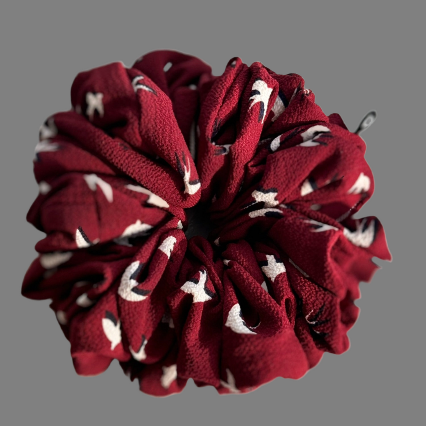 Burgundy Birdsong Ruffle Scrunchie