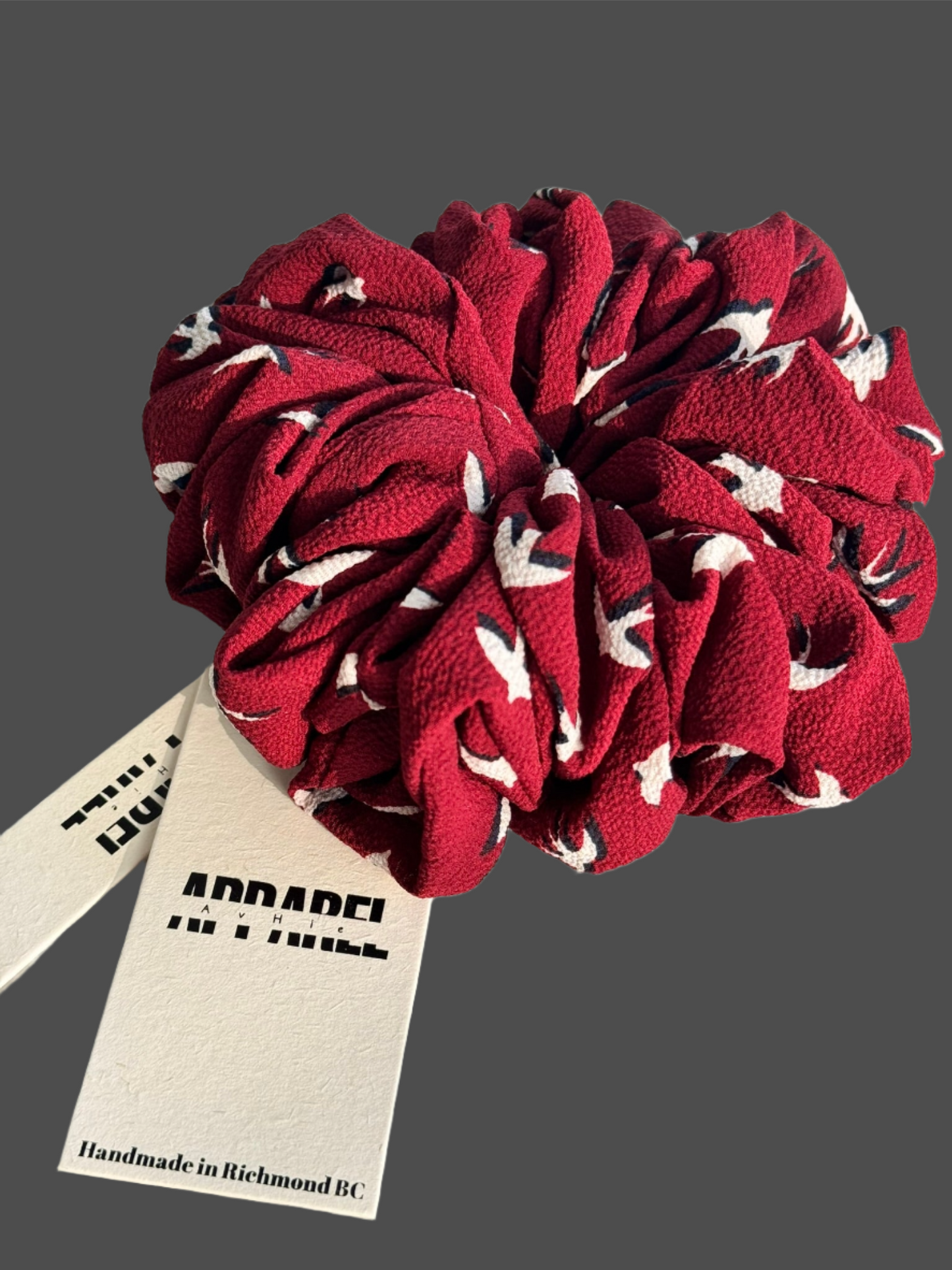 Burgundy Birdsong Ruffle Scrunchie