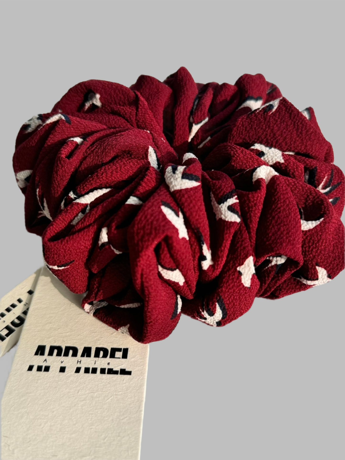 Burgundy Birdsong Ruffle Scrunchie